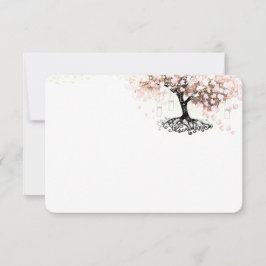 Chalkboard Pink Heart Leaf Tree Wedding Vielen Dan Dankeskarte