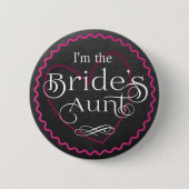 Chalkboard Pink Heart Wedding | Brauttante Button (Vorderseite)