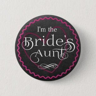 Chalkboard Pink Heart Wedding   Brauttante Button