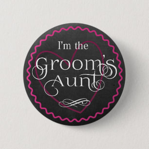 Chalkboard Pink Heart Wedding   Groomtte Button