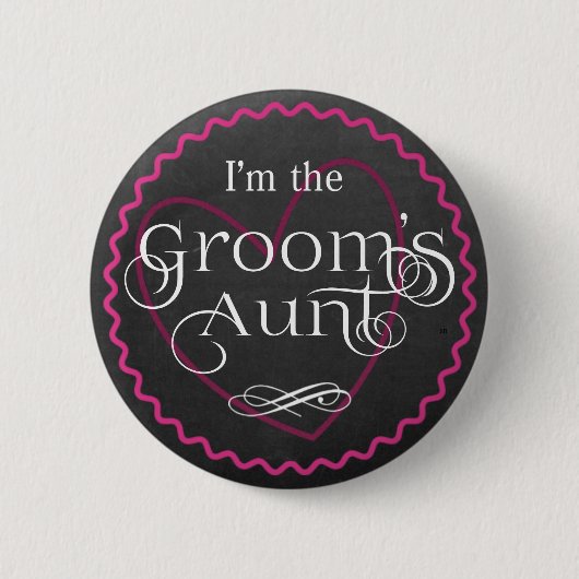 Chalkboard Pink Heart Wedding | Groomtte Button (Vorderseite)