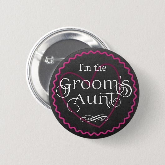 Chalkboard Pink Heart Wedding | Groomtte Button (Vorne & Hinten)