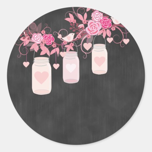 Chalkboard Pink Mason Jar Sticker (Vorderseite)