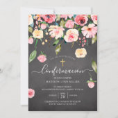 Chalkboard Pink Peonies Rose Spanische Bestätigung Einladung (Vorderseite)