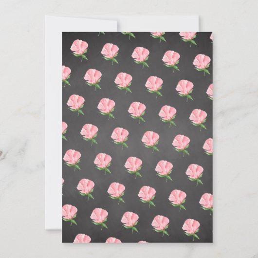 Chalkboard Pink Peonies Rose Spanische Bestätigung Einladung (Rückseite)