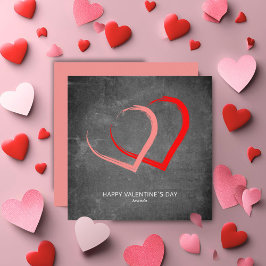 Chalkboard Pink Red Hearts Modern Valentine's day Feiertagskarte