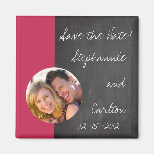Chalkboard Pink Wedding Magnet (Vorne)