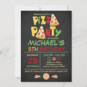 Chalkboard Pizza Party Geburtstag Einladung (Vorderseite)