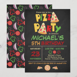 Chalkboard Pizza Party Geburtstag Einladung
