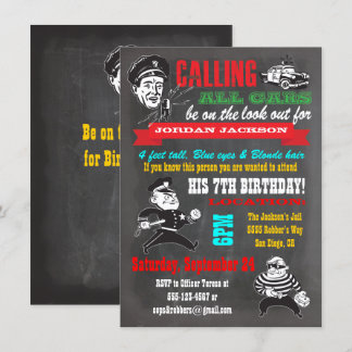 Chalkboard-Polizisten und Robbers-Party Einladung