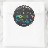 Chalkboard Pool Party 1 Geburtstag Sticker (Tasche)