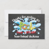 Chalkboard Pool Party Vielen Dank Dankeskarte (Vorderseite)