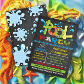 Chalkboard Pool Party with water splashes Einladung