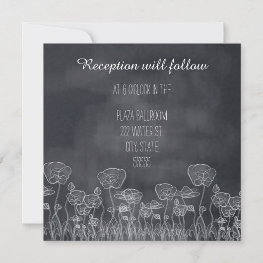 Chalkboard Poppy Empfang Einladung (Vorderseite)