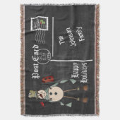 Chalkboard Postcard Blue Old Fashion Snowman Decke (Vorderseite Vertikal)