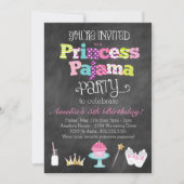 Chalkboard Princess Pajama Party Einladung (Vorderseite)