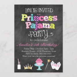 Chalkboard Princess Pajama Party Einladung