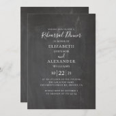 Chalkboard Probe Abendessen. Moderner Grau-Trend Einladung (Vorne/Hinten)