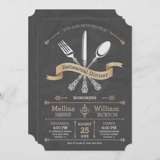 Chalkboard Probe Dinner Einladung (Vorne/Hinten)