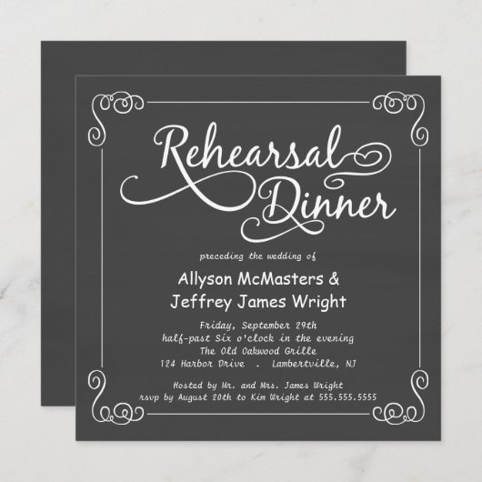 Chalkboard Probe Dinner Einladungen (Vorne/Hinten)