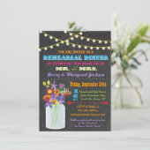 Chalkboard Probe Dinner mit Jar-Blume Einladung (Stehend Vorderseite)