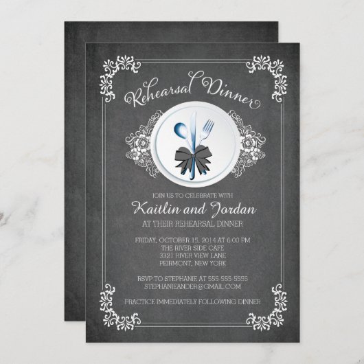 Chalkboard Probe Dinner Party Einladung (Vorne/Hinten)