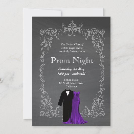 Chalkboard Prom Einladung (Vorderseite)