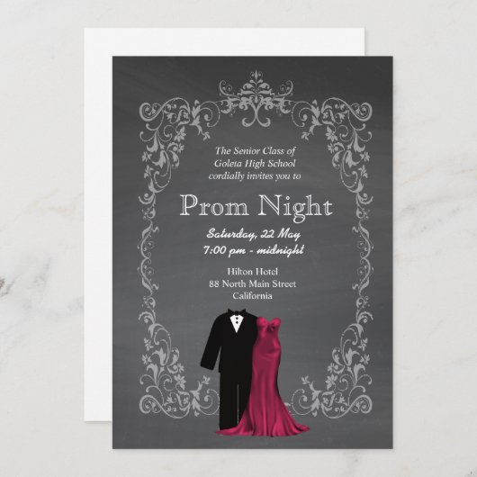 Chalkboard Prom Einladung (Vorne/Hinten)