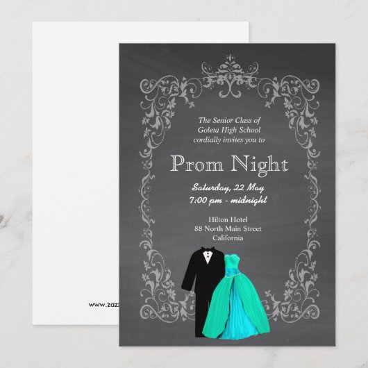 Chalkboard Prom Einladung (Vorne/Hinten)
