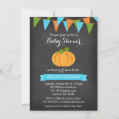 Chalkboard Pumpkin Bunting Boy Fall Baby Dusche Einladung (Vorderseite)