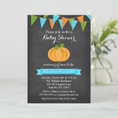Chalkboard Pumpkin Bunting Boy Fall Babydusche Einladung (Stehend Vorderseite)