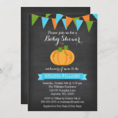 Chalkboard Pumpkin Bunting Boy Fall Babydusche Einladung (Vorne/Hinten)