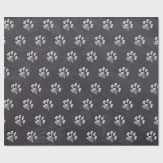 Chalkboard - Puppy Pawty - Hund Birthday Paw Print Geschenkpapier (Flach)