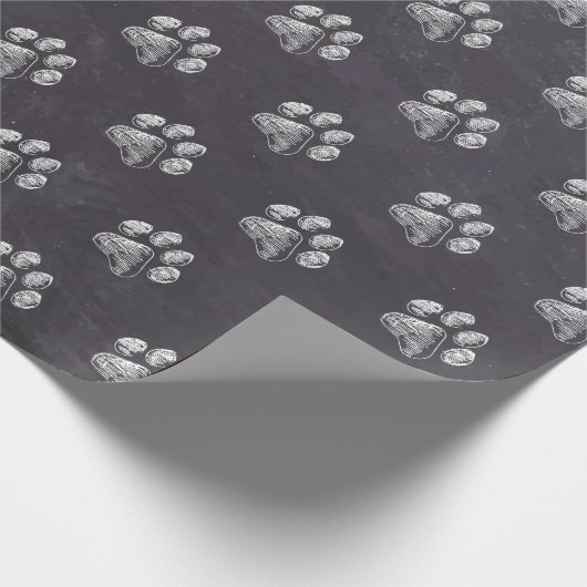 Chalkboard - Puppy Pawty - Hund Birthday Paw Print Geschenkpapier (Ecke)