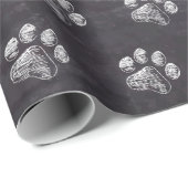 Chalkboard - Puppy Pawty - Hund Birthday Paw Print Geschenkpapier (Rolleneckpunkt)