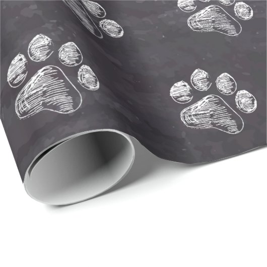 Chalkboard - Puppy Pawty - Hund Birthday Paw Print Geschenkpapier (Rolleneckpunkt)