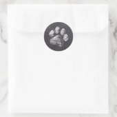 Chalkboard - Puppy Pawty - Hund Birthday Paw Print Runder Aufkleber (Tasche)