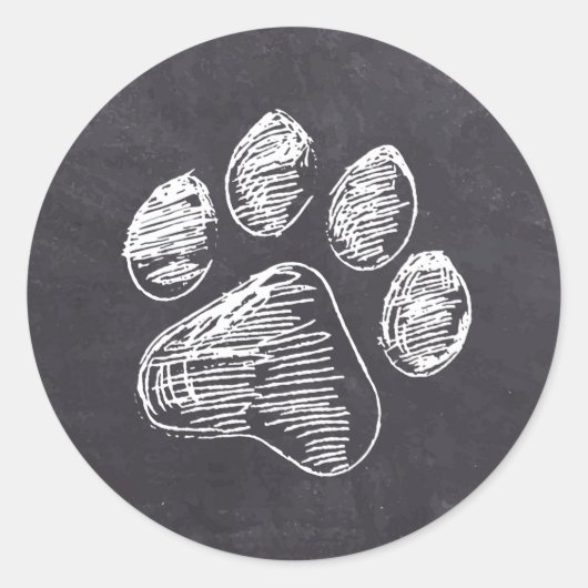 Chalkboard - Puppy Pawty - Hund Birthday Paw Print Runder Aufkleber (Vorderseite)