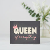 Chalkboard Queen of Everything Text Design Postkarte (Stehend Vorderseite)