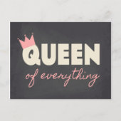 Chalkboard Queen of Everything Text Design Postkarte (Vorderseite)