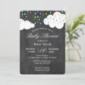 Chalkboard Rainbow Baby Shower Einladung (Stehend Vorderseite)