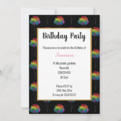 Chalkboard Rainbow Ballon Black Birthday Einladung (Vorderseite)
