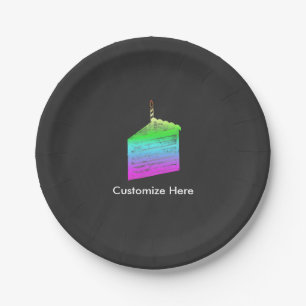 Chalkboard Rainbow Cake Birthday Party Teller
