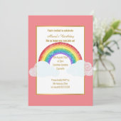 CHALKBOARD RAINBOW CLOUD PINK GEBURTSTAG EINLADUNG (Stehend Vorderseite)