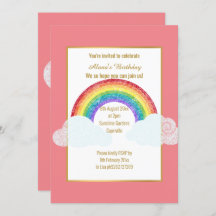 CHALKBOARD RAINBOW CLOUD PINK GEBURTSTAG EINLADUNG