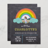 Chalkboard Rainbow Kids Budget Abschluss einladen (Vorne/Hinten)