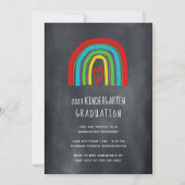 Chalkboard Rainbow Kindergarten Abschluss Einladung (Vorderseite)