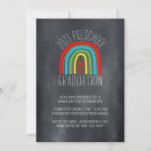 Chalkboard Rainbow Preschool Abschluss Einladung (Vorderseite)