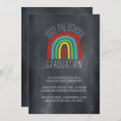 Chalkboard Rainbow Preschool Abschluss Einladung (Vorne/Hinten)