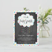 Chalkboard Raindrop Baby Sprinkle Einladung (Stehend Vorderseite)